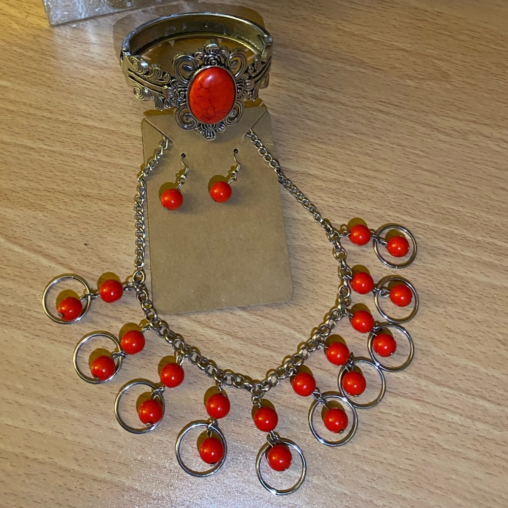 Sterling Silver Jewelry Set Necklace Earrings Bracelet